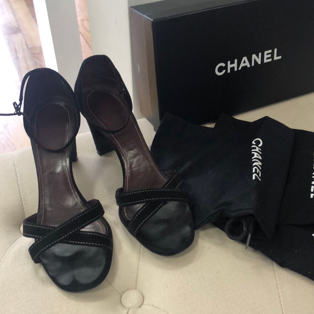 Chanel Suede Crossover Sandal